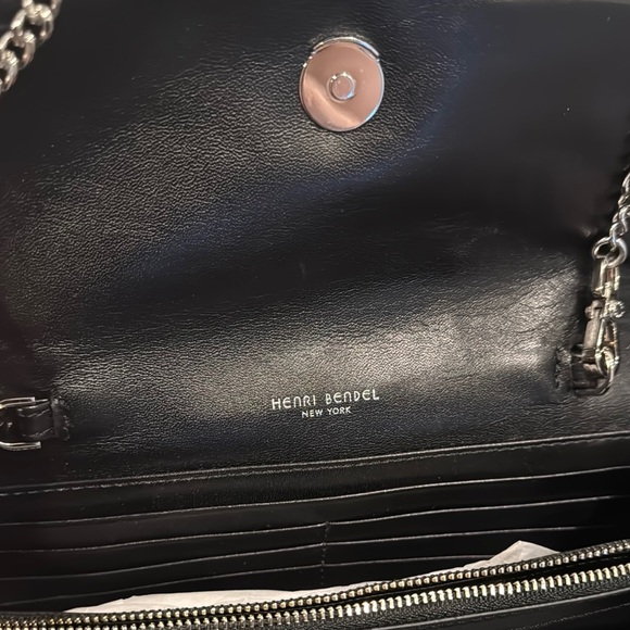 Henri Bendel Black Clutch with Rhinestone details